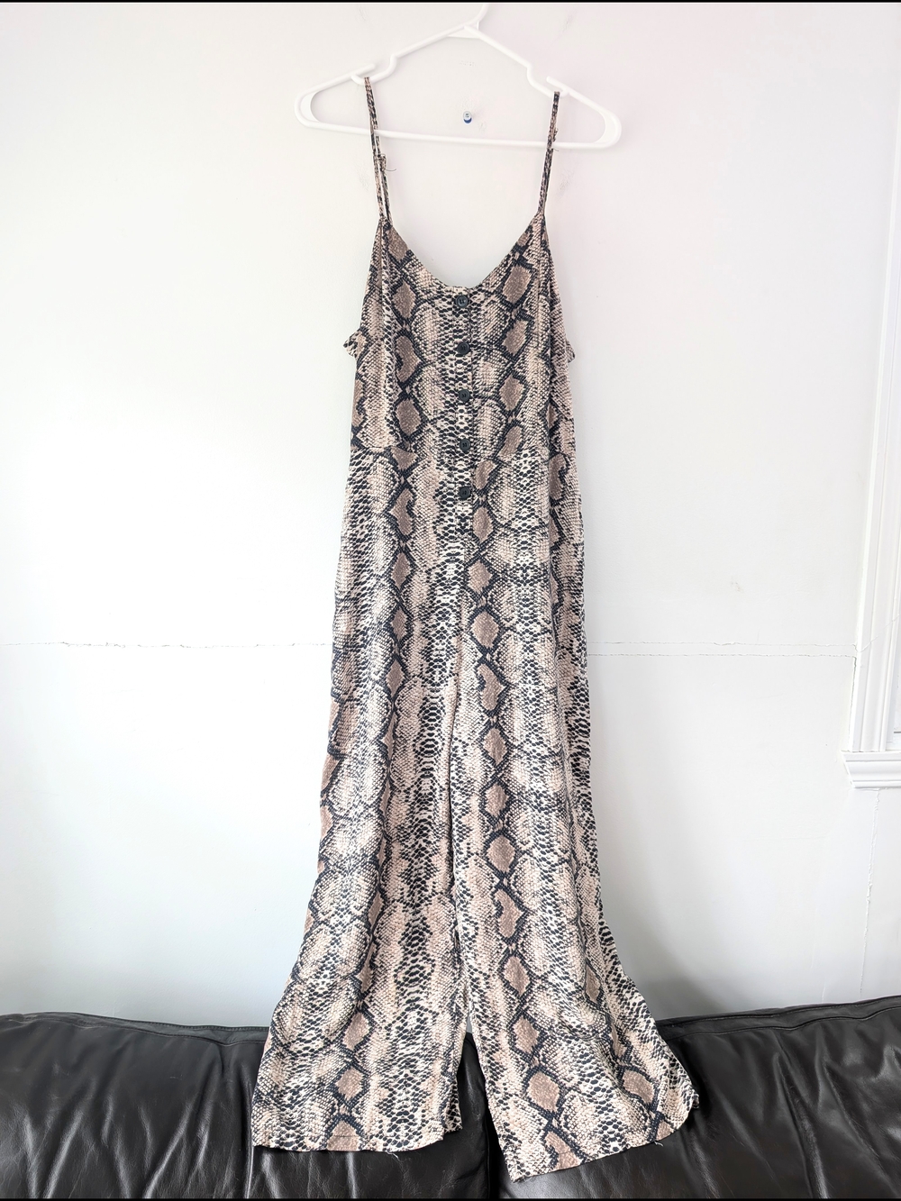 Snake Print Wide Leg Jumpsuit | Boho Resort Vacation Flowy Romper Large